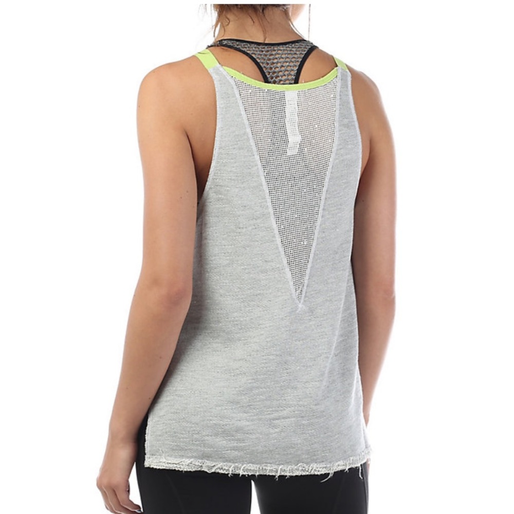Vimmia V-Back Tank - Heather Grey/Lime - Small